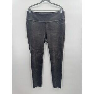 Womens XL Knit Corduroy Leggings Gray Velour Stretch Tummy Control Comfort Warm